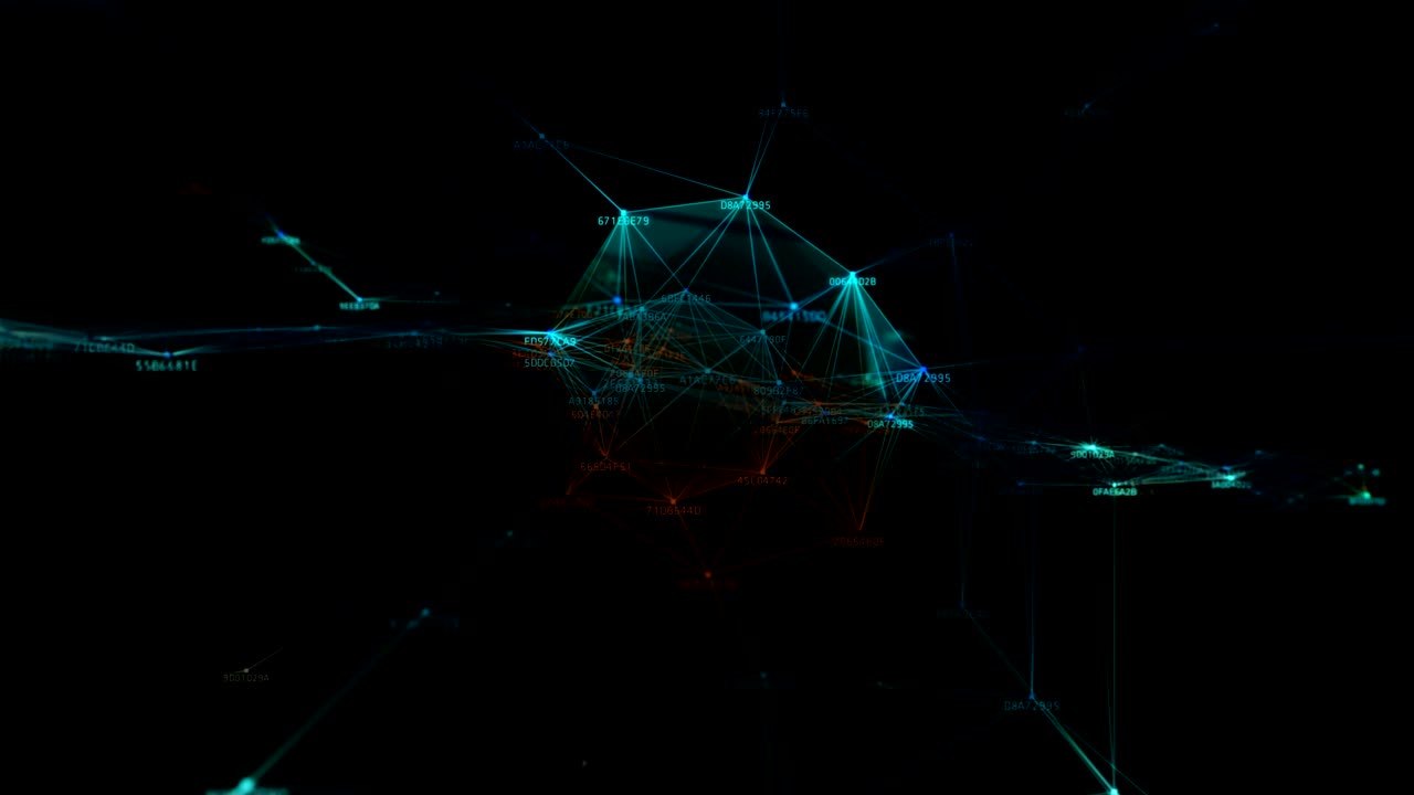 red de cadena de bloques y concepto de programación en el fondo tecnológico.