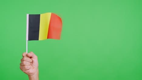 wind waving a belgian pennant holding by a person