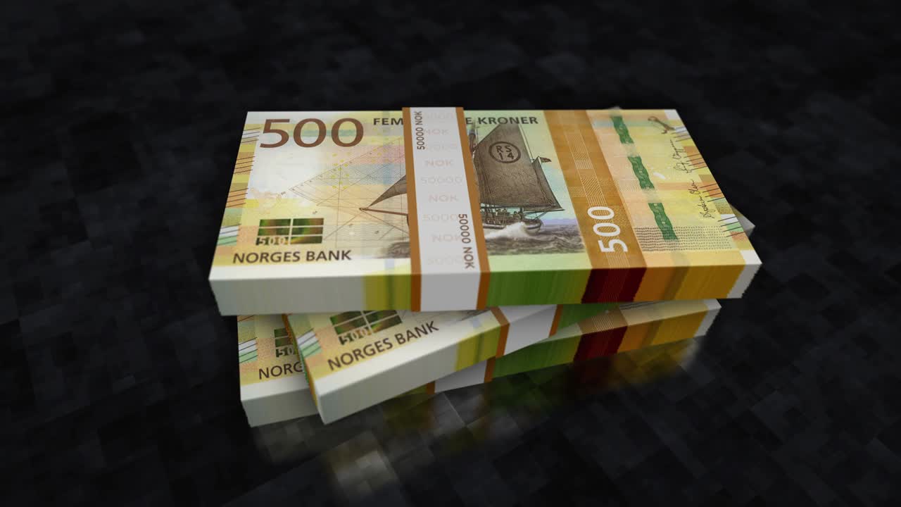 노르웨이 크로나 돈 지폐 어리 애니메이션