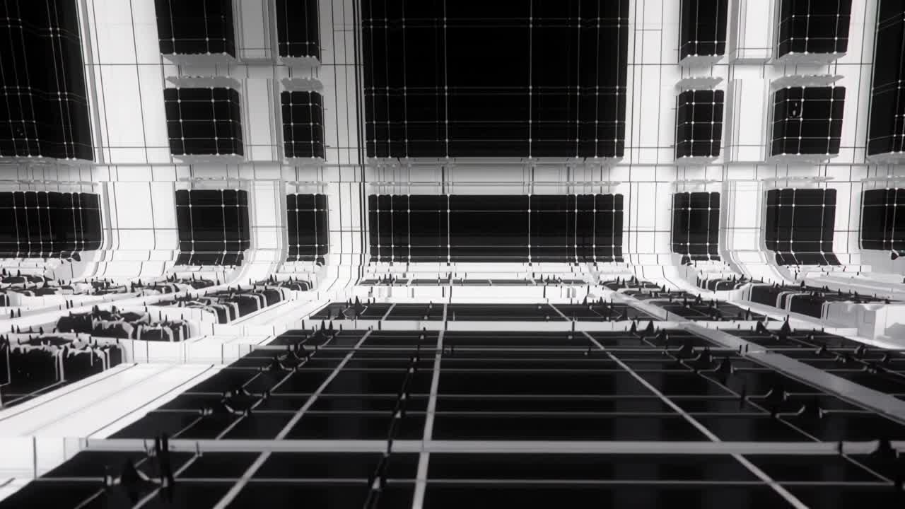 Vertical video: Camera initiating movement through central corridor, revealing rails and pins