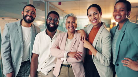 smile, confidence and portrait of business people