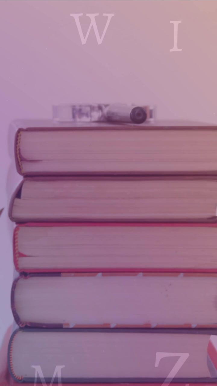 Harflerin üzerinde okul eşyaları ve kitapların animasyonu
