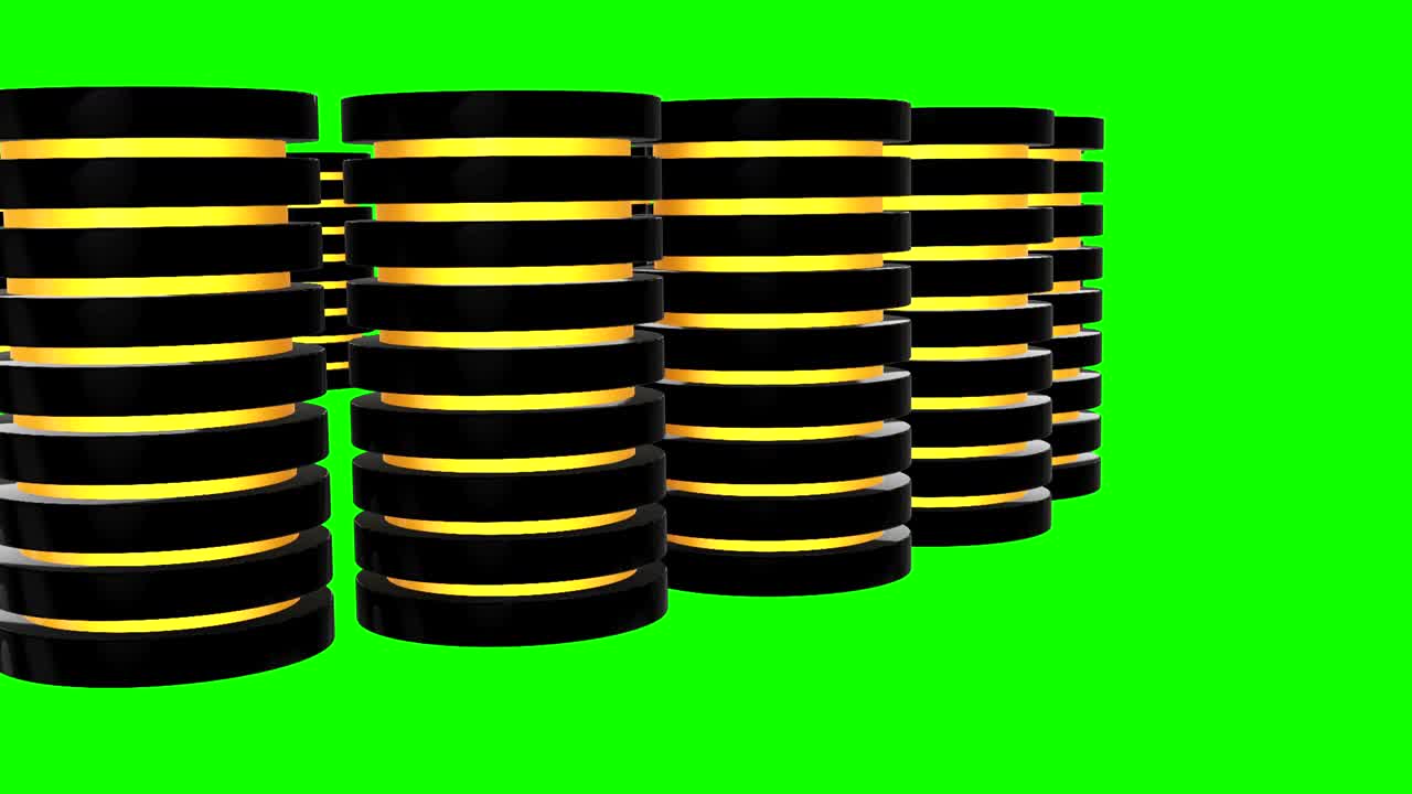 Disk server futuristik dan blok basis data atau sel baterai. Konsep Web Hosting atau komputasi awan.