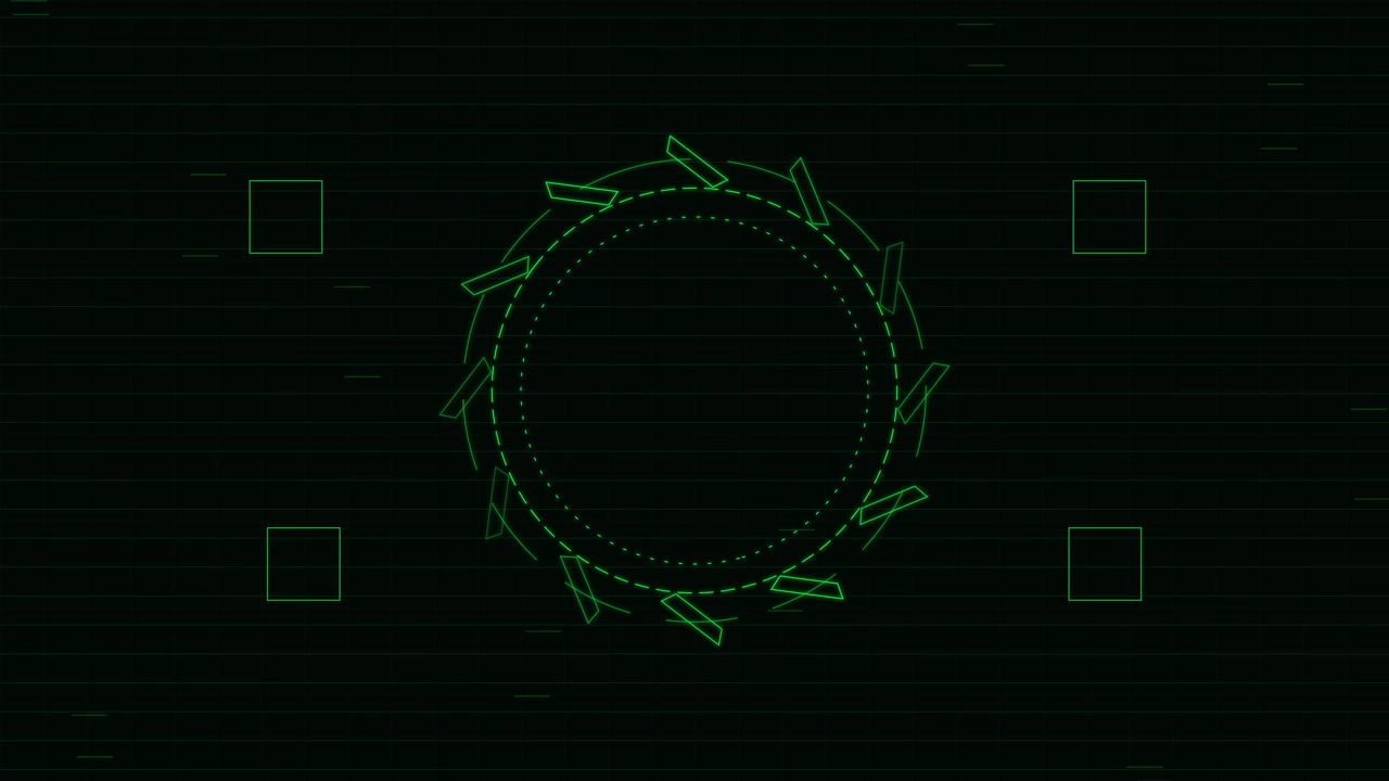 Futuristic Green Digital HUD Circular Interface Animation