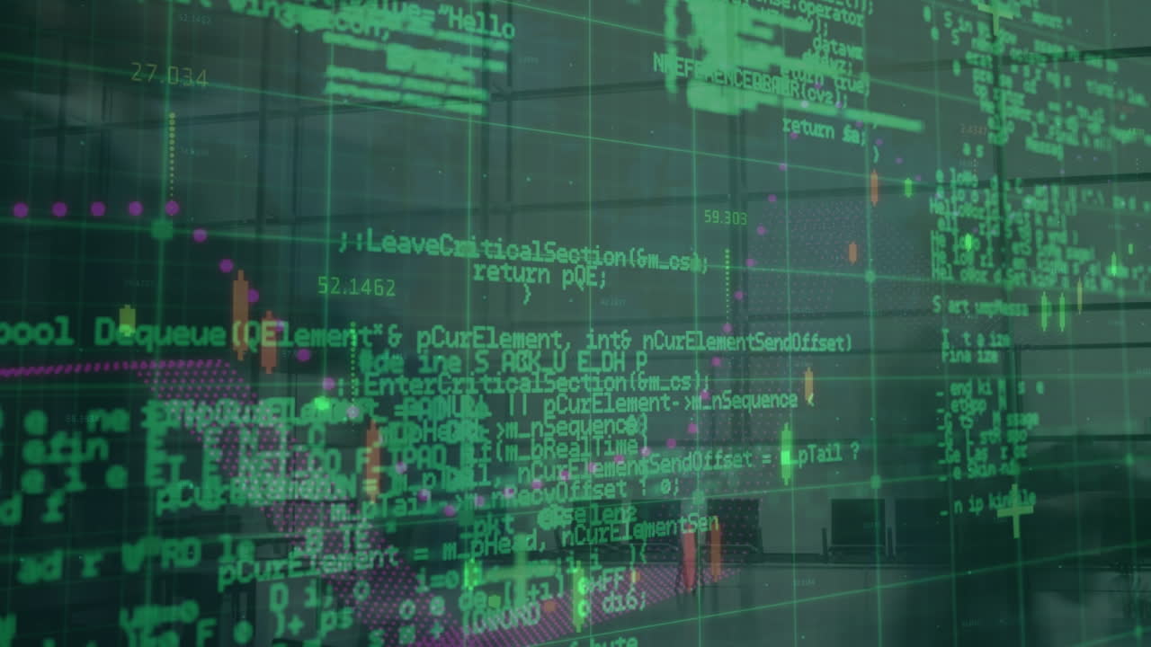 animação do processamento de dados financeiros através da rede e do aeroporto ocupado