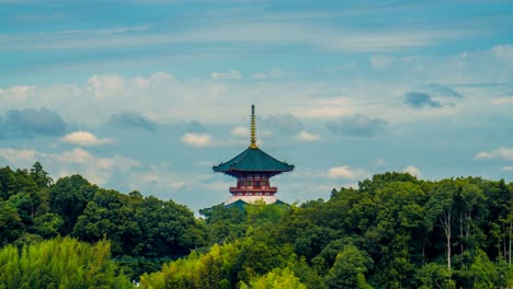 narita japan red green and gold pagoda timelapse naritasan traditional asian culture clouds red building