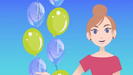 Animation-Einer-Frau,-Die-über-Ballonsymbole-Spricht