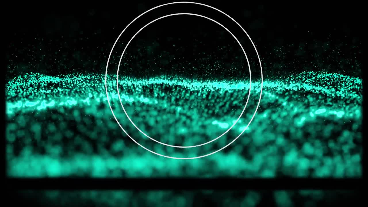 Animation of circular scope over undulating contour landscape of blue dots on black background