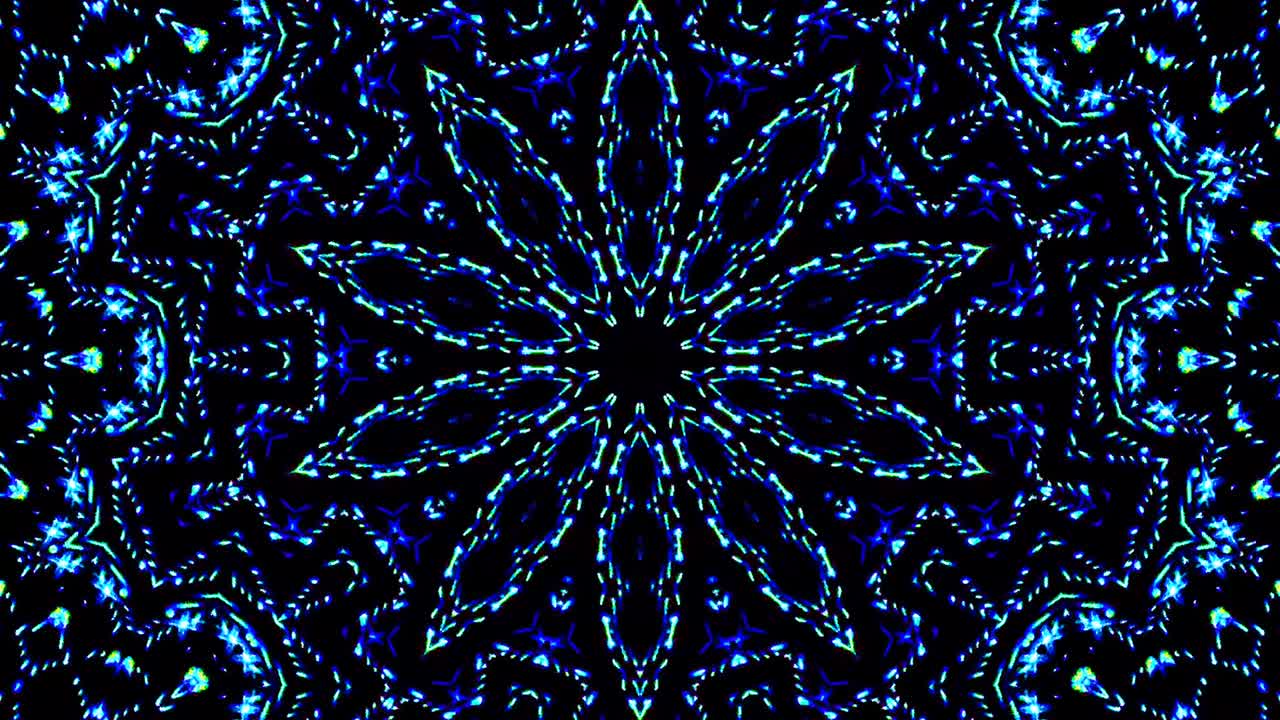 onda de luz puntos abstractos conjunto de color azul caleidoscopio fondo negro
