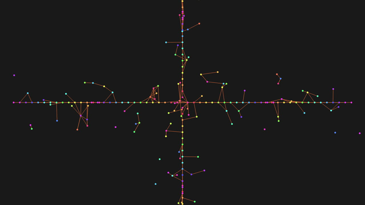 una red colorida e intrincada un diseño cautivador sobre un fondo negro