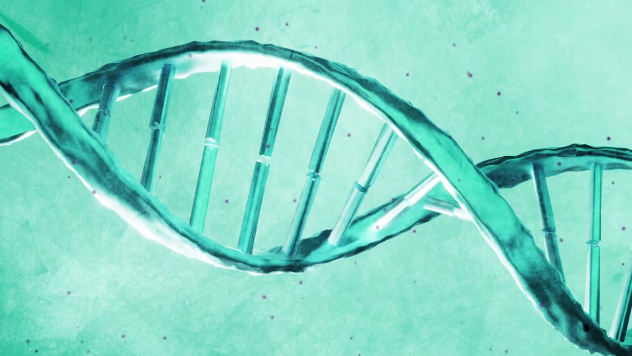 Animation of dna strand over light spots on blue background