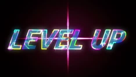 animation of level up and lights on black background