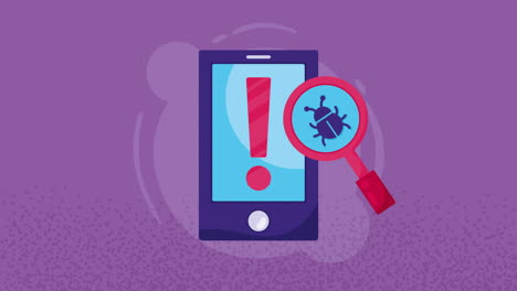 teléfono inteligente con animación de seguridad cibernética