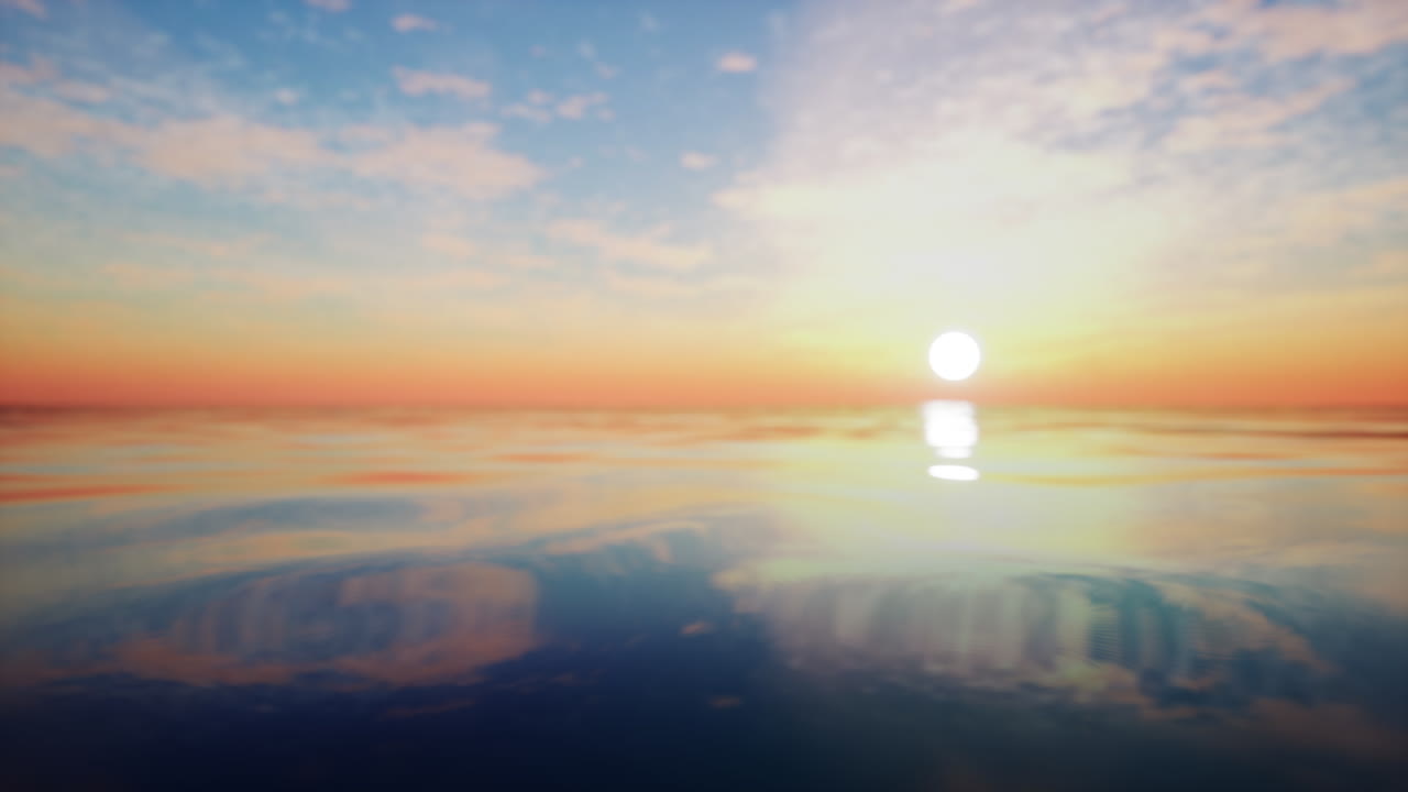 바다 위에 해가 지는 것