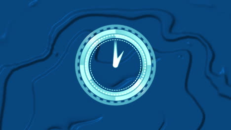 animación de un reloj moviéndose rápidamente sobre un fondo líquido azul