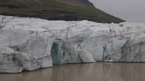 primer plano del glaciar de islandia con video panorámico de izquierda a derecha