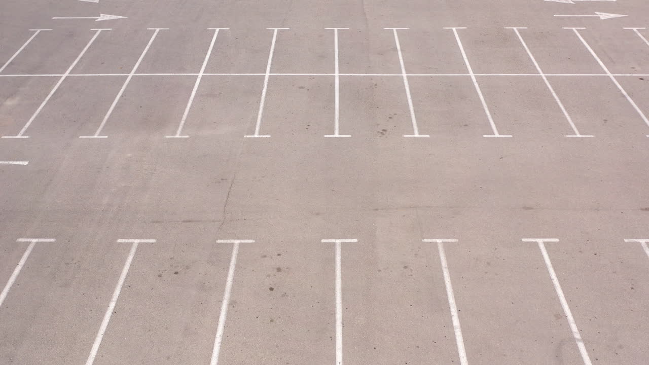 Aerial Drone footage over Empty Parkin lot