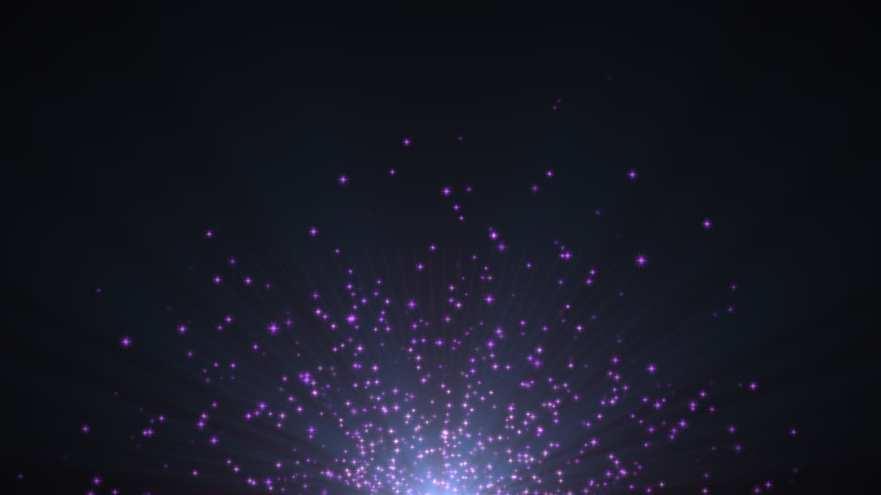 은하에서 파란색 입자와 별들이 날아다닙니다.