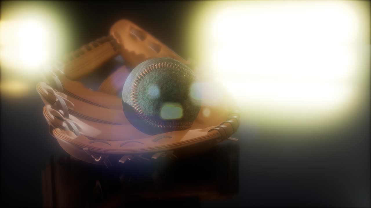 어두운 배경에 야구와 손잡이