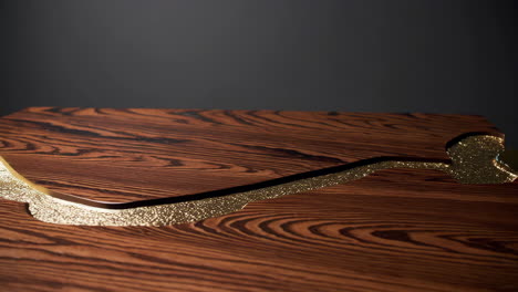 modern wooden table with gold inlay design