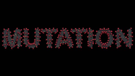 virus letters forming the word mutation with alpha channel in an infinite loop
