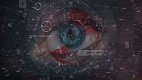 animación del procesamiento de datos y la red de conexiones sobre el ojo