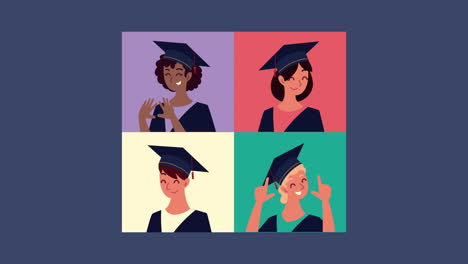 animación de graduación con graduados