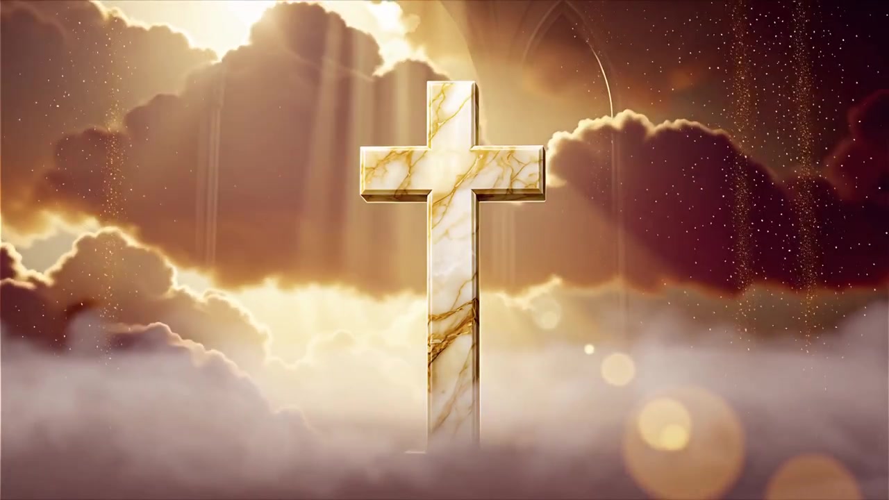 Croce Cristiana Luce Celestiale Sfondo per il Culto.