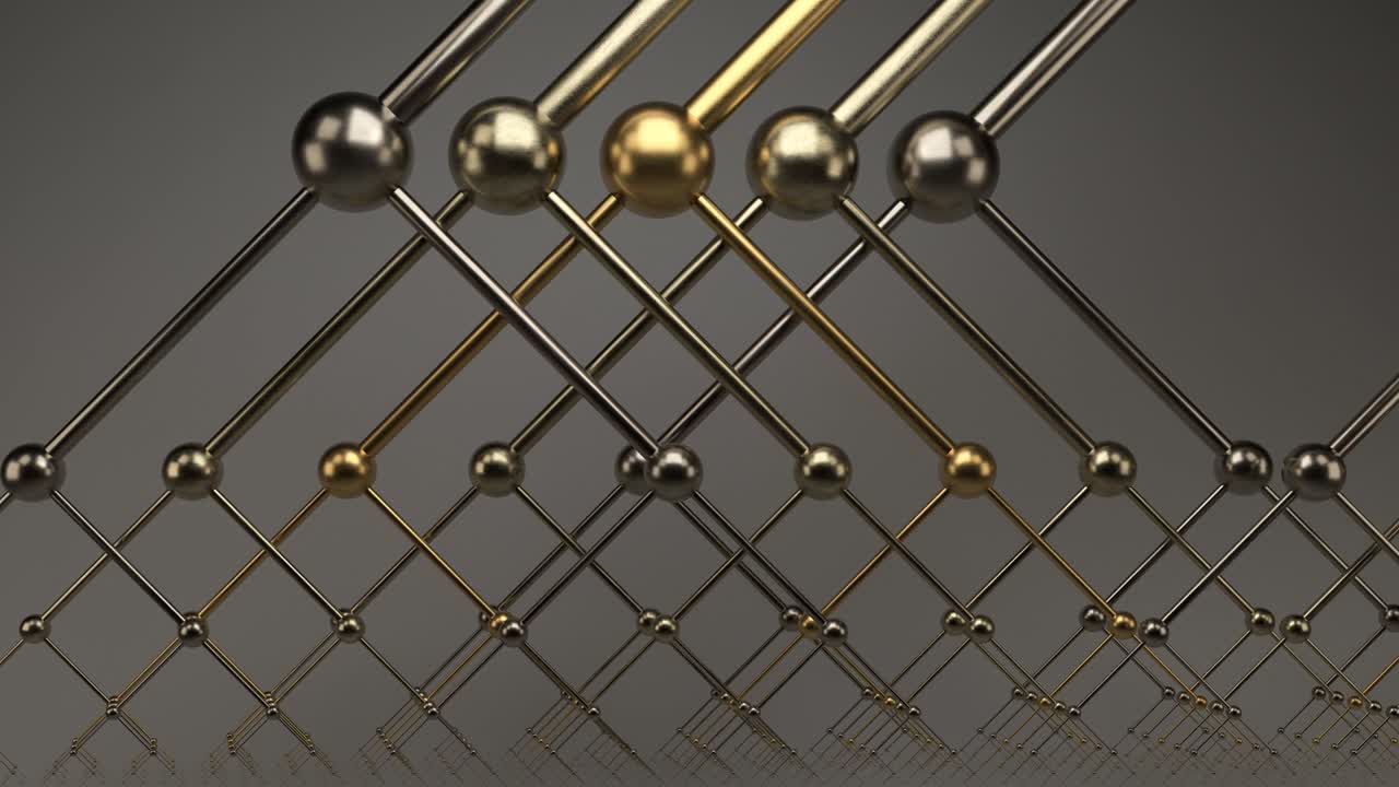 zoom infinito en abstractos árboles binarios metálicos reflectantes brillantes - animación de fondo de movimiento de bucle sin costuras de 4k