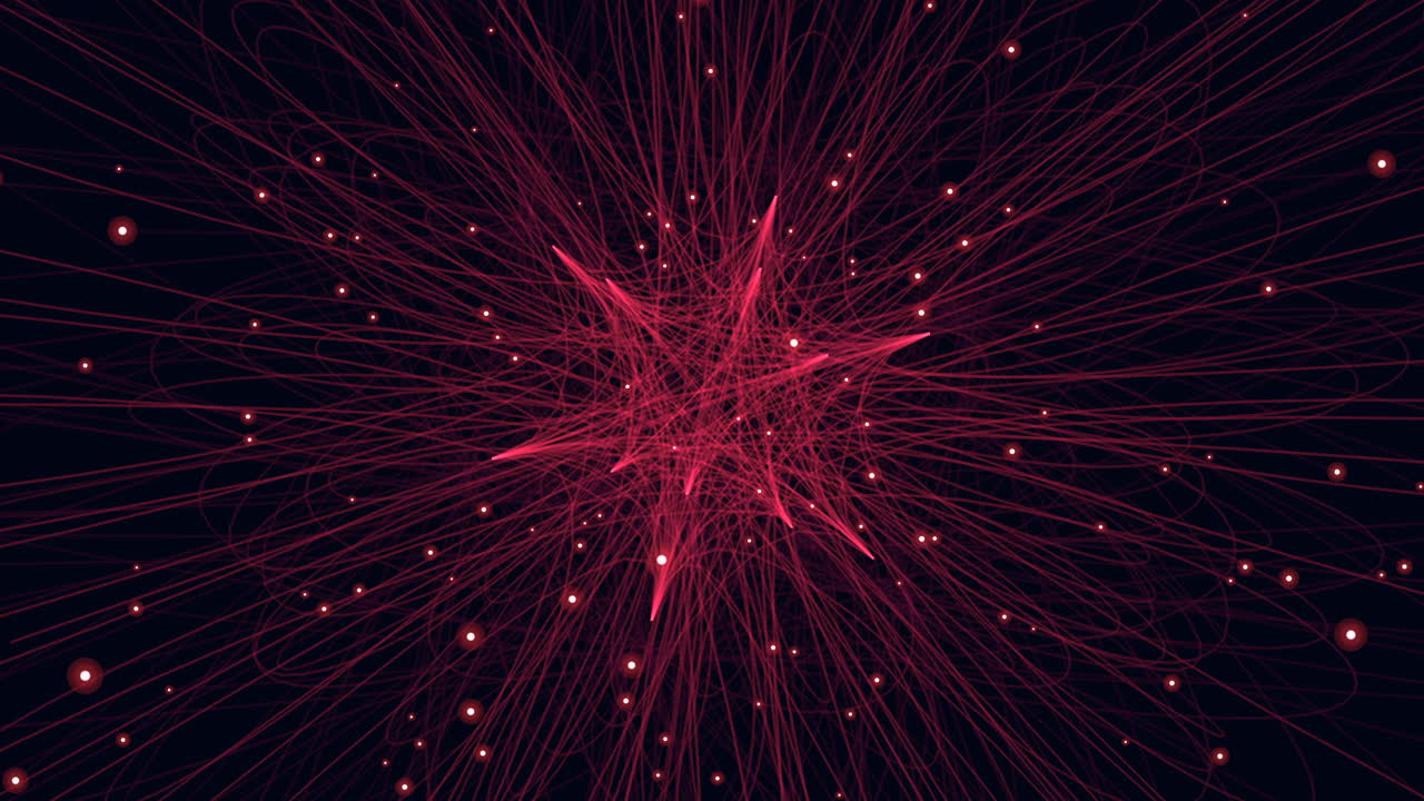 어두운 은하에서 네온 점과 연결된 선이 있는 미래형 모양
