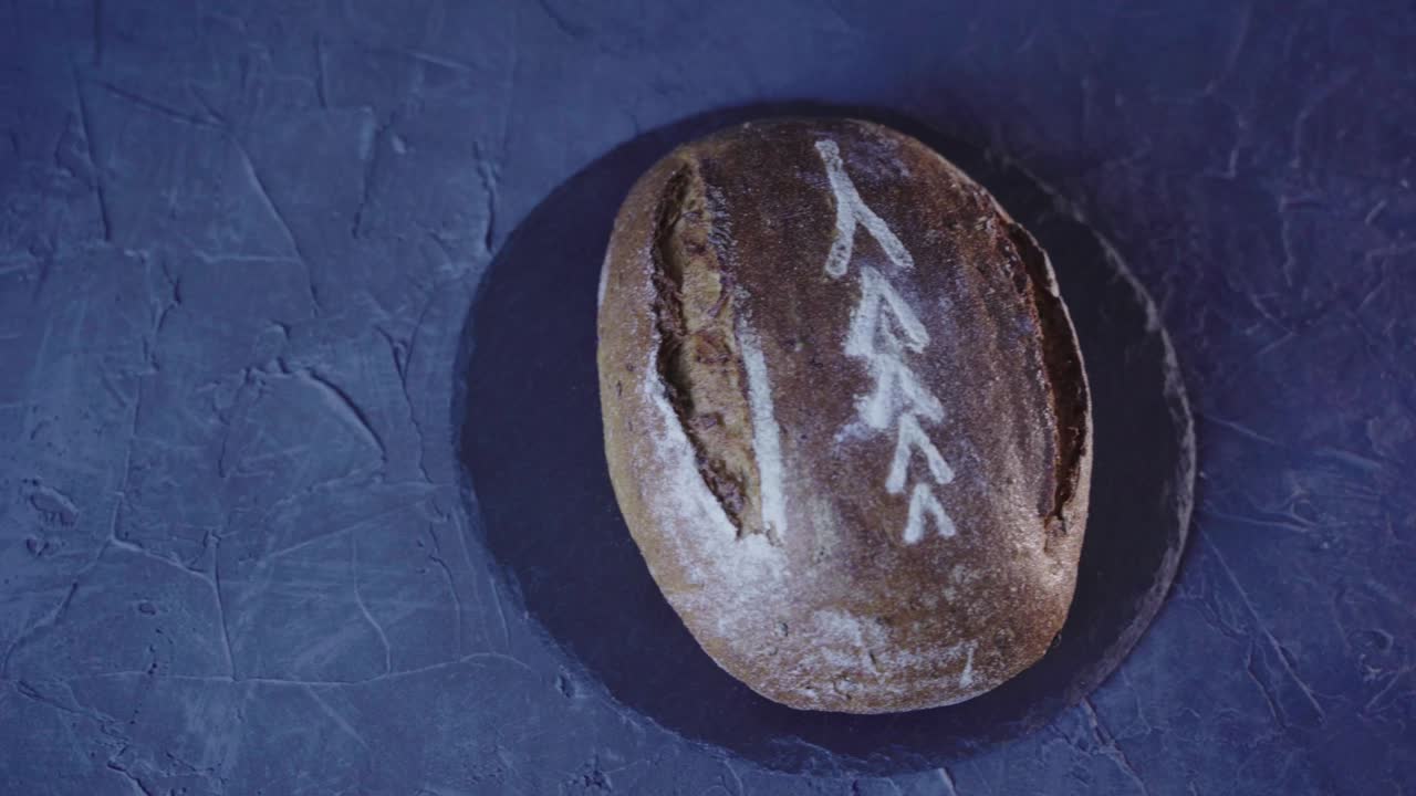 Freshly baked rye round bread close-up. Homemade bread. The concept of healthy eating