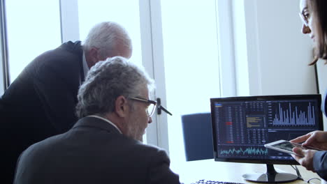 investing professionals analyzing stock market exchange