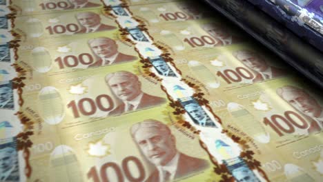 billetes de dinero en dólares canadienses que imprimen en bucle sin costuras