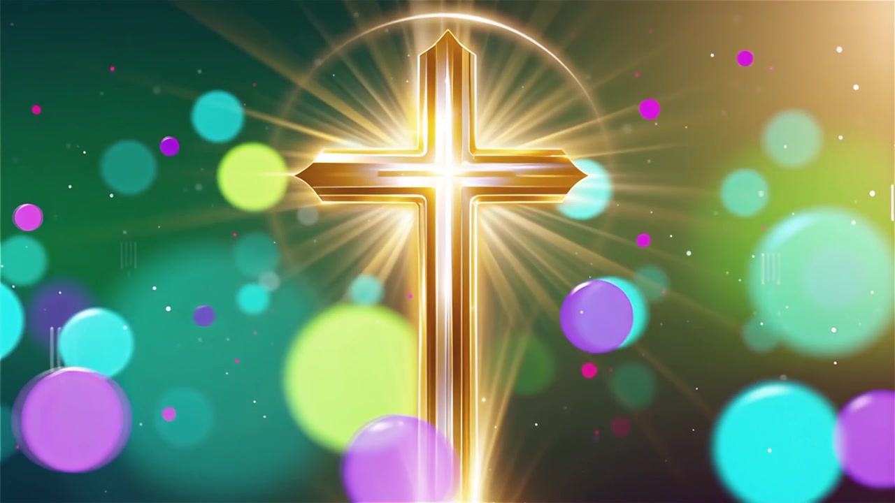 キリスト教の十字架と神聖な光が輝く礼拝用背景。