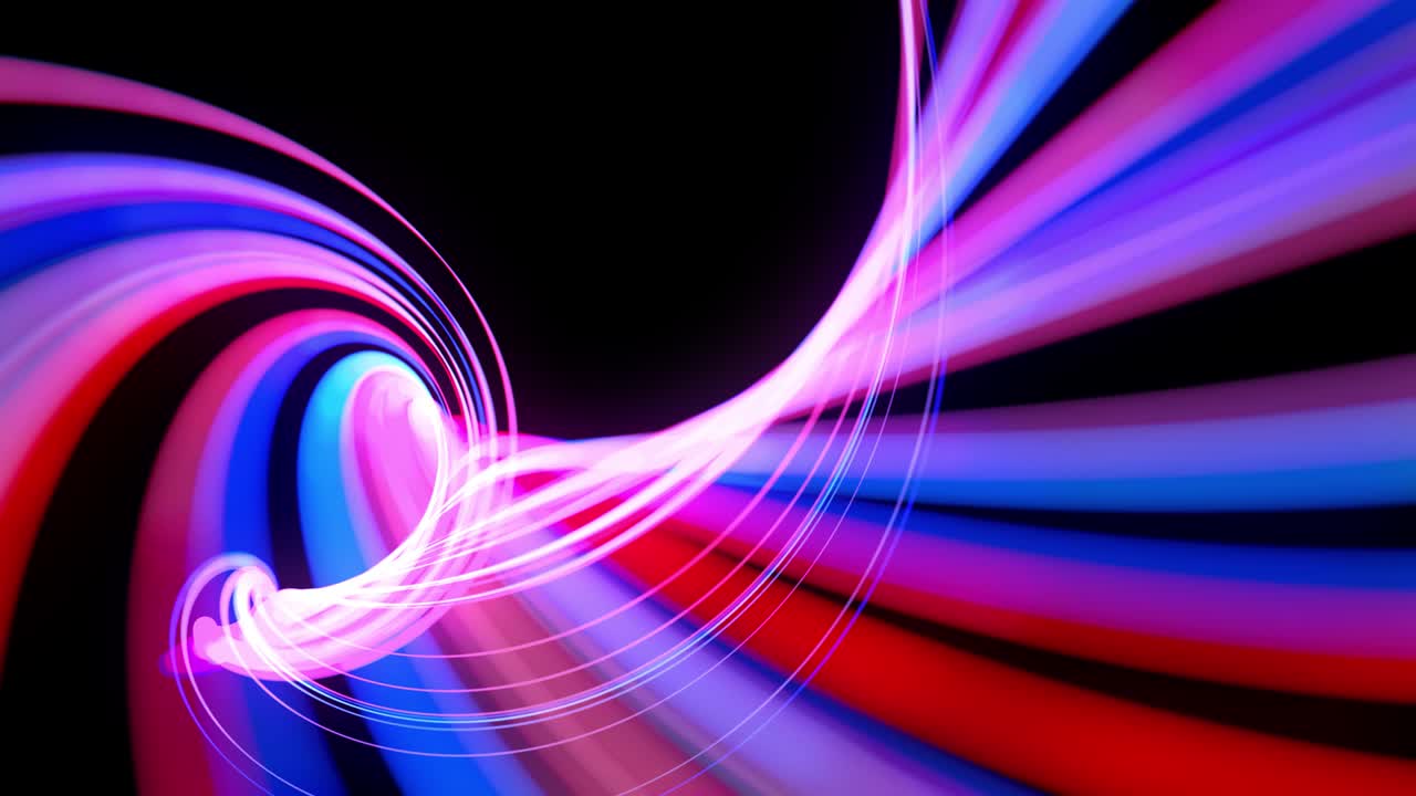 flujo de luz bg en 4k. fondo en bucle abstracto con rastros de luz, flujo de líneas de neón rojo azul en el espacio se mueven para formar formas espirales en bucle. fondo de diseño de movimiento moderno de moda. efecto de luz,