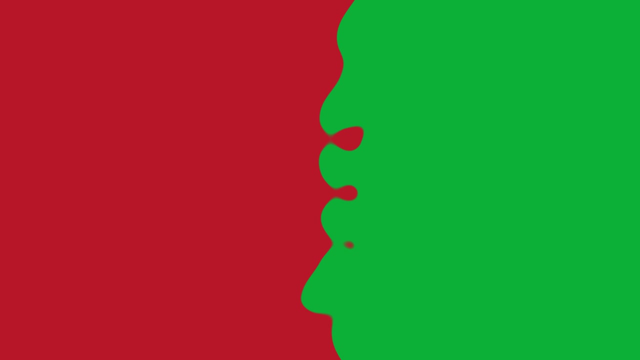 Motion graphics animation green screen loop with red liquid water wipe transitions animation with alpha channel transparent pattern mask shape visual effect clear background drop footage 4K