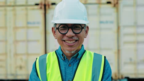 smiling engineer at container terminal