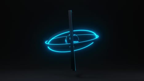 loop animation of neon rotation sphere with rotation orbits