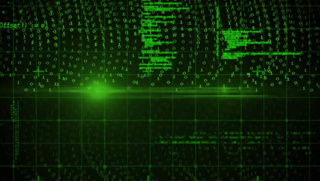 animazione della codifica binaria e elaborazione dei dati su griglia