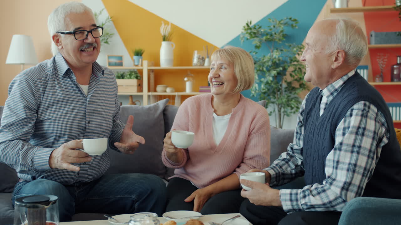 Senior Friends Enjoying a Cup of Tea Together
