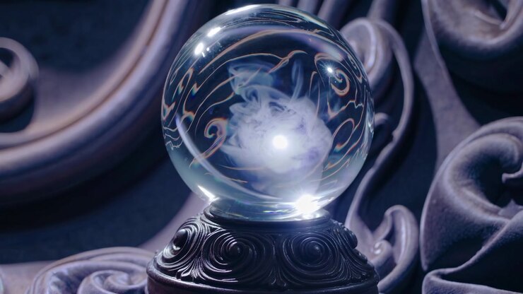 Ornate Crystal Ball Revealing Glowing Mystical Smoke