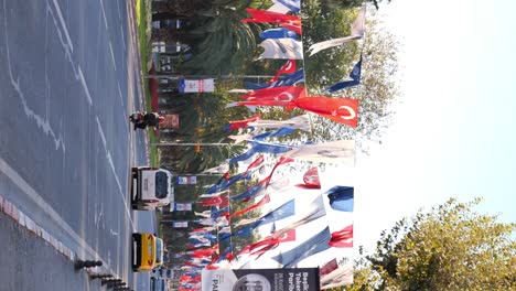 street scene with flags in turkey