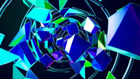 dynamic abstract geometric shapes in a colorful vortex