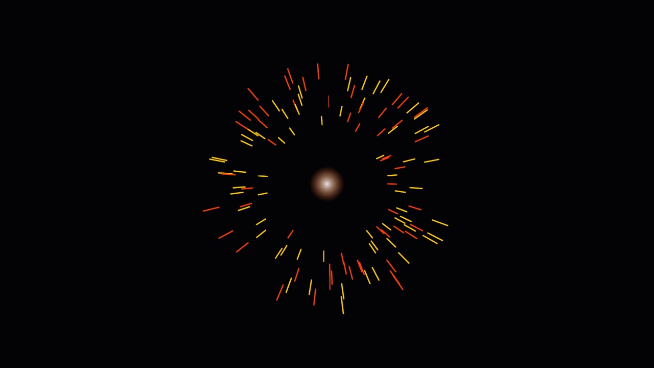 Animazione astratta di esplosione di fuochi d'artificio su sfondo nero