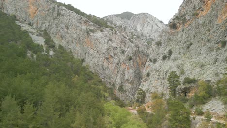 towering rocky mountains of sapadere canyon in alanya, turkey