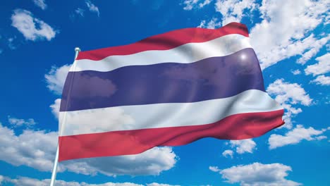 flag of thailand with fabric structure against a cloudy sky (loopable)