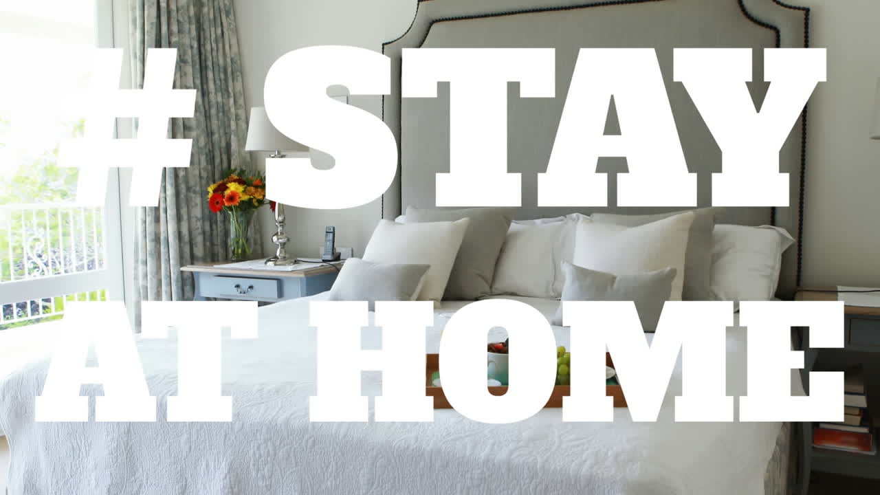 Bed with words Stay Home