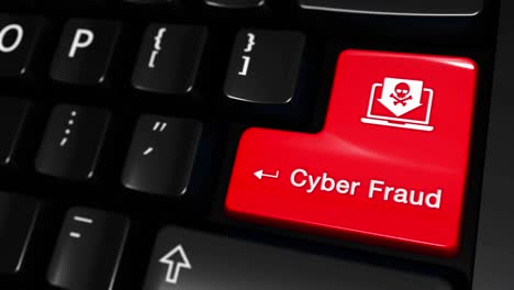 Cyber Fraud Warning on Computer Keyboard