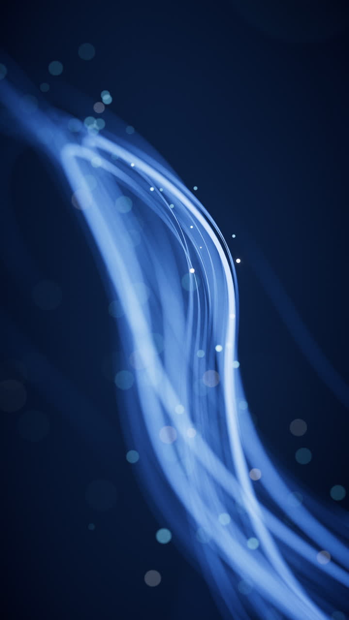 빛나는 네온 선과 함께 흐르는 곡선, 3d 렌더링