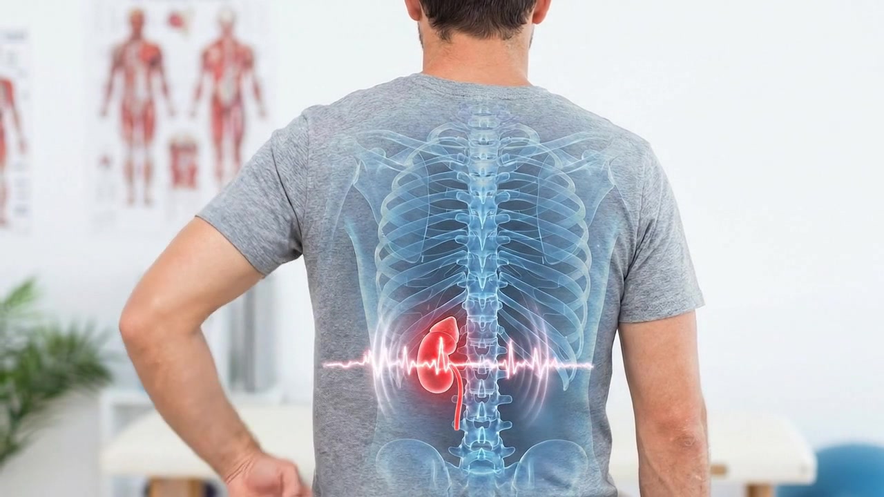 Man Touching Lower Back Indicating Kidney Symptom Location